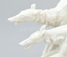 Hutschenreuther afgán agár pár, fehér mázas porcelán, tervező: K. Tutter, jelzett, 1930 körül, hibát...