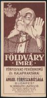 cca 1920 Földváry Imre férfidivat- , fehérnemű és kalapraktárai számolócédula