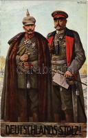 1915 Deutschlands Stolz! / Wilhelm II and Paul von Hindenburg, WWI German military propaganda. Wohlfahrts-Karte der Rotes Kreuz s: Art. Fischer