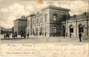 1902 Pozsony, Pressburg, Bratislava; Vasútállomás, állami pályaudvar. Duschinsky G. 125. / railway station (EK)