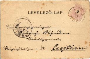 1899 (Vorläufer) Modor, Modra; látkép, Deák tér, plébániatemplom, üzletek, városkapu. Kiadja Körper ...