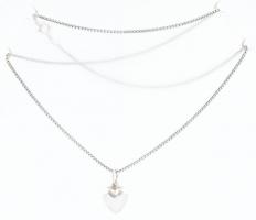 Ezüst(Ag) venezianer nyaklánc, szív függővel, jelzett, h: 42 cm, 1,5×0,8 cm, nettó: 4 g