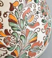 Korondi, kézzel festett madaras váza, népi kerámia, jelzett: Józsa János Korond, hibátlan, m: 23,5 c...