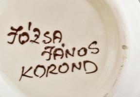 Korondi, kézzel festett madaras váza, népi kerámia, jelzett: Józsa János Korond, hibátlan, m: 23,5 c...