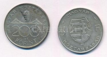 1947. 5Ft Ag "Kossuth" + 1994. 200Ft Ag "Deák" T:1-,2 patina, karc, ph 
Adamo F...