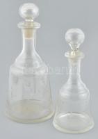 2 db üveg palack, dugóval, kopásnyomokkal, m: 25-30 cm
