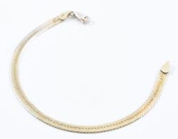 Ezüst(Ag) aranyozott lapos kígyó karkötő, jelzett, h: 17 cm, nettó: 3,6 g