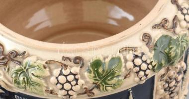 Werara fajansz bólés edény német várakat ábrázoló dekorral. Kézzel festett, jelzett, hibátlan, fedél...