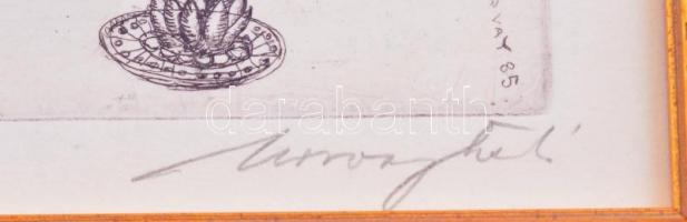 Morvay László (1947-2004): Vacsora. Rézkarc, papír. Jelzett. Dekoratív, üvegezett fakeretben. Hátold...