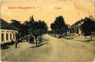 1910 Nagysalló, Tekovské Luzany, Tekovské Sarluhy; Fő utca. W.L. Bp. 6131. / main street (EB)
