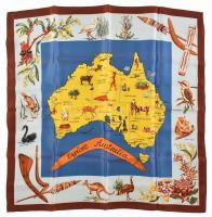 Explore Australia / Ausztrália mintás selyem kendő, kb. 67x67 cm