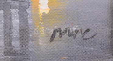 Olvashatatlan jelzéssel: Párizsi részlet az Eiffel-toronnyal. Olaj, karton. 22,5x28 cm. Üvegezett fa...