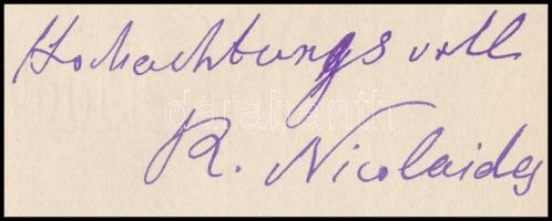 1907 R. Nikolaides görög pszichológus levele Klug Ferdinánd professzorhoz