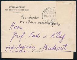 1907 R. Nikolaides görög pszichológus levele Klug Ferdinánd professzorhoz