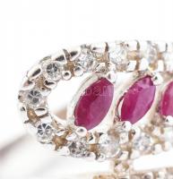 Ezüst (Ag) köves gyűrű, rubinnal, m: 57, jelzett, bruttó:5,17g,
