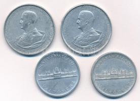 1943. 5P Al "Horthy 75. születésnapjára" (2x) + 1945. 5P Al "Parlament" (2x) T:2,2- Adamo P8.3, P8.4