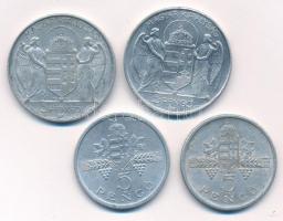 1943. 5P Al "Horthy 75. születésnapjára" (2x) + 1945. 5P Al "Parlament" (2x) T:2...