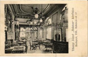1913 Budapest VIII. Tihanyi József Balaton kávéháza, belső. Rákóczi út 17. Bíró Pál fényk. intézete