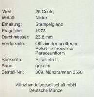 Kanada 1973. 25c "100 éves a királyi lovas rendőrség" T:1 tanúsítvánnyal