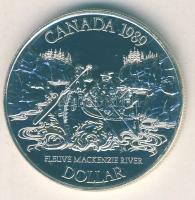 Kanada 1989. 1$ Ag "Mackenzie River" T:P eredeti speciális tokban, tanúsítvánnyal