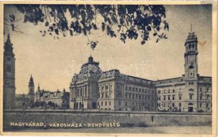 1940 Nagyvárad, Oradea; Városháza és rendőrség / town hall and police station + 1940 Kolozsvár visszatért So. Stpl