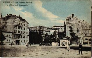 1925 Fiume, Rijeka; Piazza Cesare Battisti e Chiesa dei Cappuccini / tér és templom / square and church