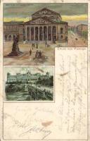 1899 München, theatre, brisge, litho s: Münch (b)
