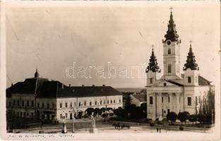 1941 Óbecse, Ó-Becse, Stari Becej; templom, Központi szálloda / church, Hotel Central. Razglednica photo + 1941 Óbecse visszatért So. Stpl