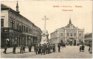 1918 Újvidék, Novi Sad; Püspöki palota, Petrovic és Popovic üzlete. Klein Vilmos bazár kiadása / bishops palace, shops (EK)
