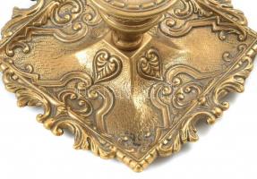 2db réz éjjeli gyertyatartó, szép állapotban, m: 8 cm