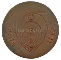 1983. "Audiológiai Vándorgyűlés / Baja 1983" kétoldalas öntött bronz emlékérem (97mm) T:2 ...