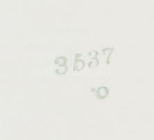 Szecessziós, fajanszbetétes fém tálca, jelzés nélkül, hibátlan, 36x21cm