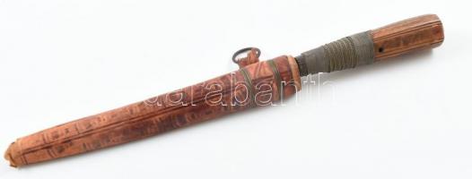 Berber tőr, régi, kopott, sérült hüvely, h: 31 cm