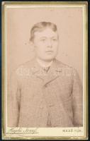 Cca 1890 Dienes férfi portréja Hajdú József mezőtúri műterméből. Vizitkártya.