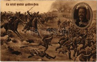 1915 Es wird weiter gedroschen. Generalfeldmarshall v. Hindenburg / WWI German military art postcard, patriotic propaganda, Field Marshal Hindenburg (fl)