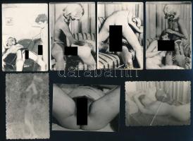 7 db amatőr erotikus / pornográf fotó, kettőn törésnyomok, 9x6 cm