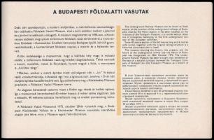 1977 A Földalatti Vasúti Múzeum ismertetője. Bp., 1977., Egyetemi Nyomda. Kiadói papírkötés