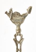 Ezüst (Ag) dísz kanál, h: 10cm, jelzett, nettó:7,32g