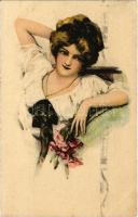 1916 Lady art postcard