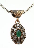 Ezüst (Ag) nyaklánc, köves medállal, h: 39cm jelzett, bruttó: 8,93g