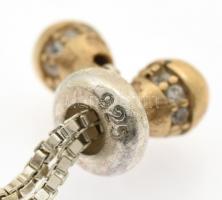 Ezüst (Ag) köves karkötő, szintetikus rubinnal, aranyozott, jelzett, h: cca. 20cm bruttó: 7,32g