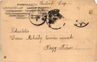 1902 Lady art postcard with chimney sweepers (EM)