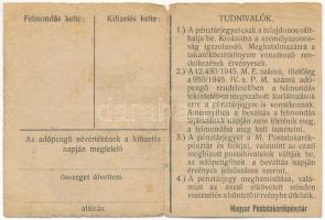 1946. 10.000AP nem kamatozó Pénztárjegy "Másra át nem ruházható", bélyegzés nélkül T:III f...