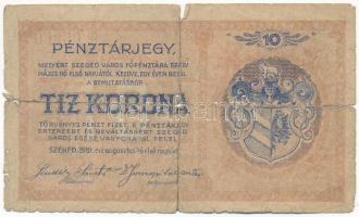 Szeged 1919. 10K Szeged városi Pénztárjegy T:IV ragasztva, szakadások, anyaghiány