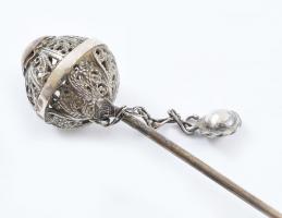 Ezüst (Ag) pitykegombos kalaptű, h: 10cm, jelzett, nettó: 6g