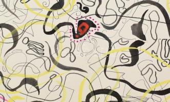 Lisziák Elek (1939-2007): Absztrakt kompozíció (cím nélkül), 1969. Akvarell, papír, jelezve jobbra l...