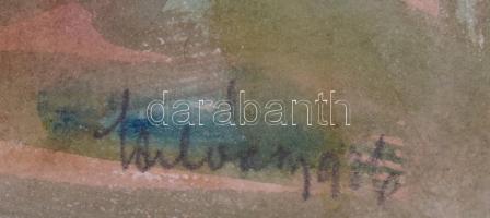 Szilvásy Margit (1898 -1977): Vörös tető házak. Akvarell, papír, jelzett, paszpartuban, 28,5×37,5 cm