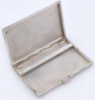 Ezüstözött fém cigarettatárca, jelzés nélkül, kopásnyomokkal, 13x8cm