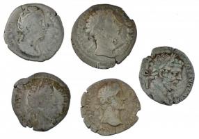 Római Birodalom 2-3. század 5xklf Ag Denarius (összsúly 13,94g) T:3 patina Roman Empire 2nd-3rd century 5xdiff Ag Denarius (total weight 13,94g) C:F patina