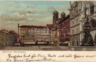 Munich Marienplatz Frauenkirche litho